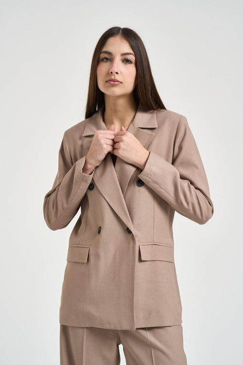 Giacca donna doppiopetto fango - 2