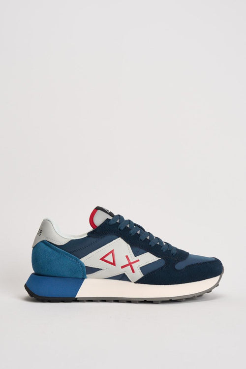 Sneakers uomo in suede blu e celeste