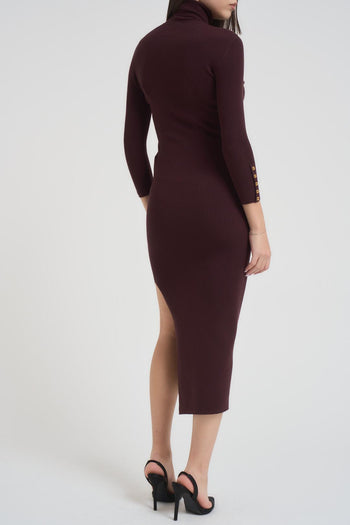 Abito donna collo alto bordeaux - 3