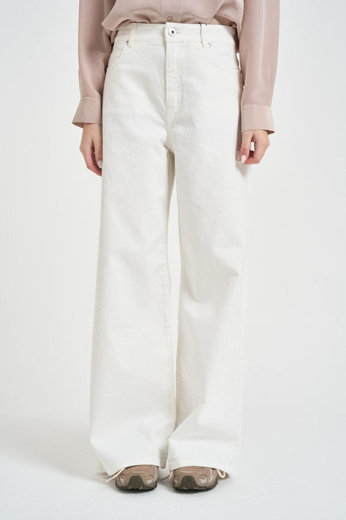 Jeans donna wide-leg in denim bianco - 1