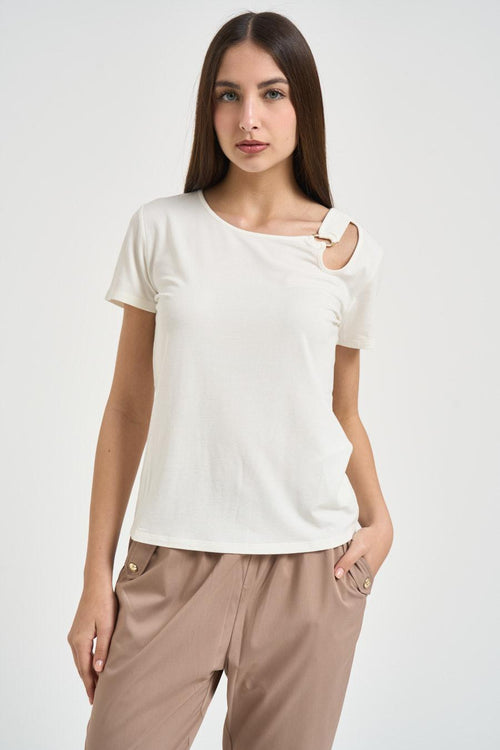 T-shirt donna girocollo bianca