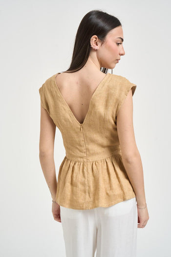 Top donna con nodo beige - 3