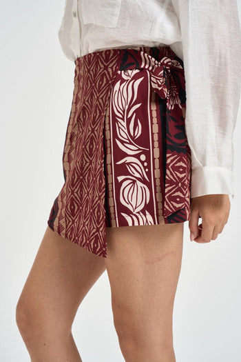 Gonna pantalone donna fantasia bordeaux - 3