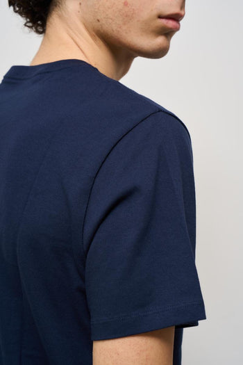 T-shirt uomo girocollo blu con logo - 4