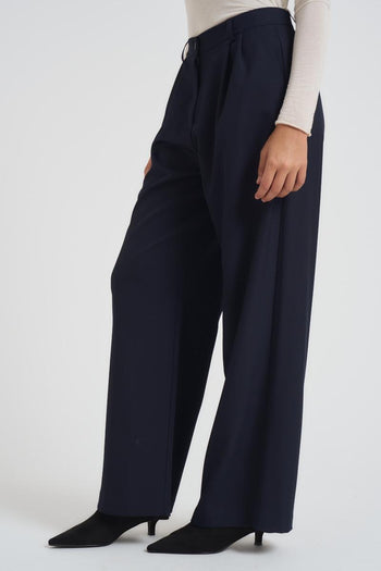 Pantalone donna con pinces blu - 3