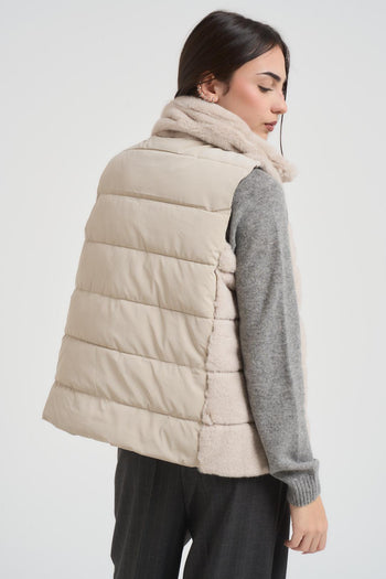 Gilet donna in ecopelliccia beige - 4