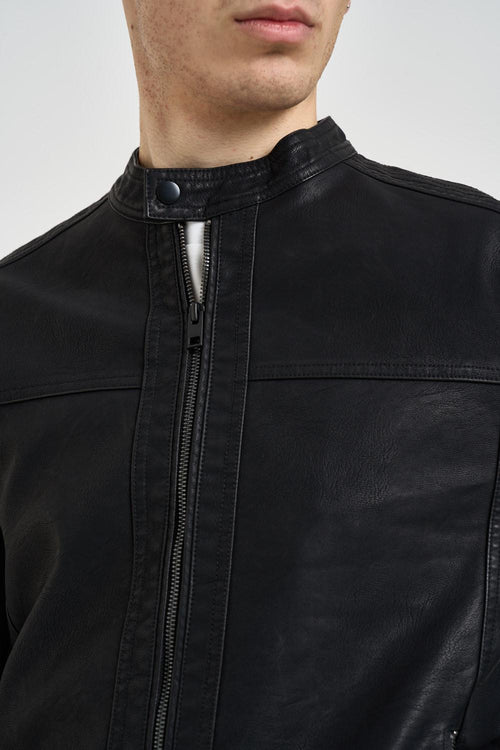 Giubbotto uomo ecopelle nero - 2