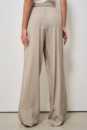 Pantalone donna a palazzo beige<BR/> - 4