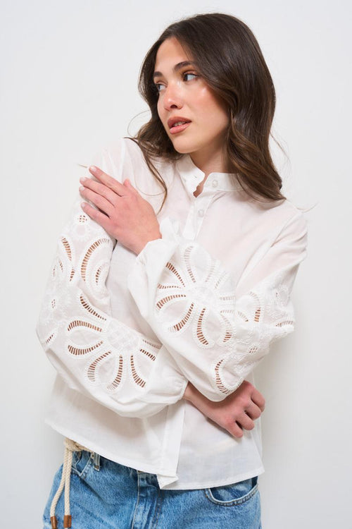Camicia donna bianca con ricami - 2