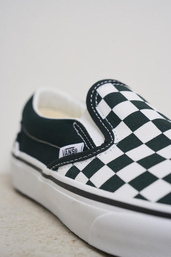 Green Checkered Men's Slip-On Sneakers - 4