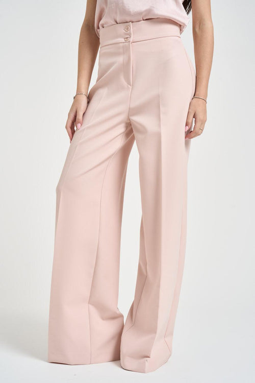 Pantalone donna gamba larga cipria