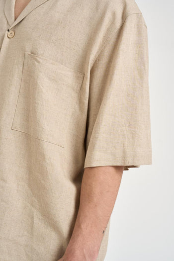 Camicia uomo manica corta beige - 5