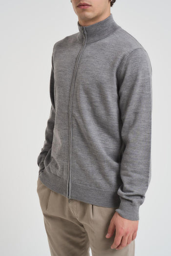 Maglia uomo con zip grigio - 3