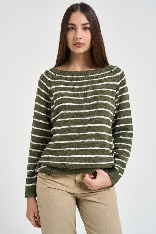 Maglia donna a righe verde