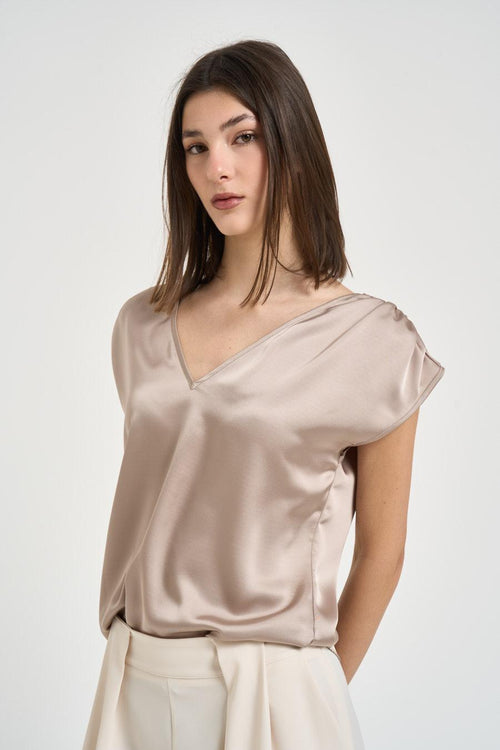 Blusa donna satinata rosa - 2