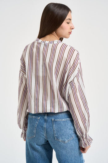 Camicia donna a righe verticali multicolor - 3