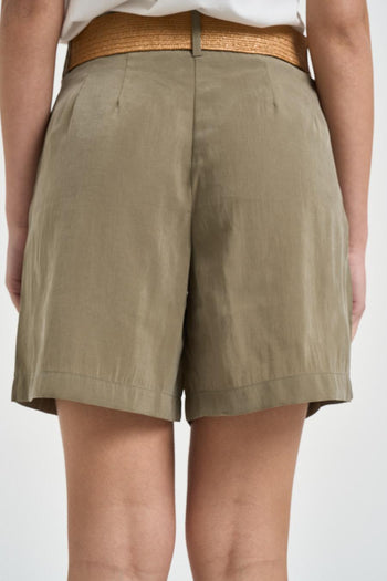 Shorts donna fluido verde militare - 3