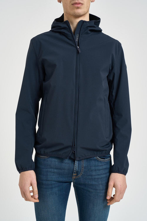 Giubbotto uomo blu con cappuccio