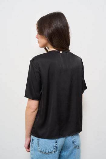 T-shirt donna girocollo nera - 3