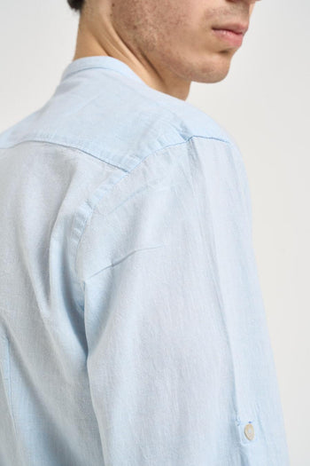 Camicia uomo in misto lino e cotone azzurra - 6