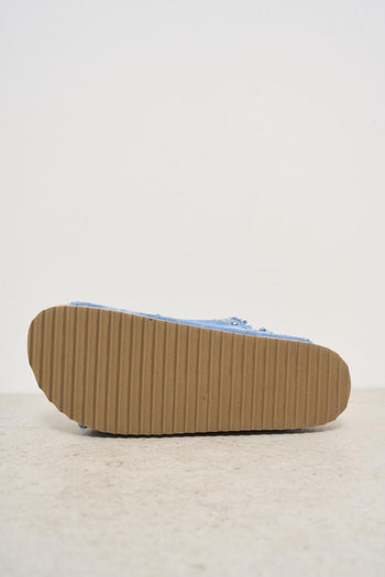 Sandali donna in denim con strass e borchie - 7