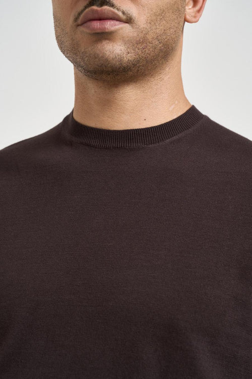 T-shirt uomo in maglia marrone - 2