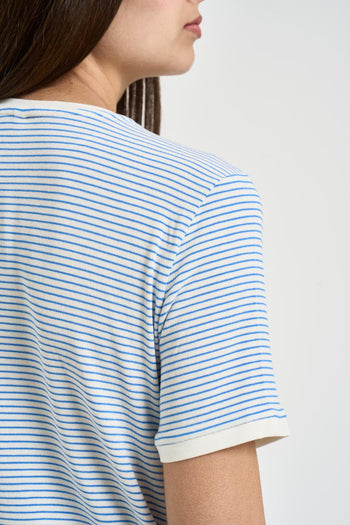 T-shirt donna a righe blu - 4