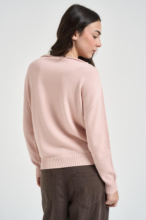 Maglia donna scollo a barca cipria - 2