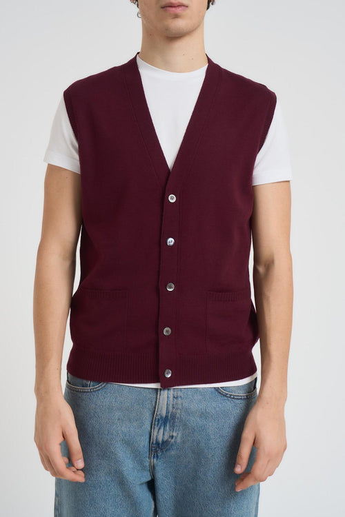 Gilet scollo a V uomo bordeaux