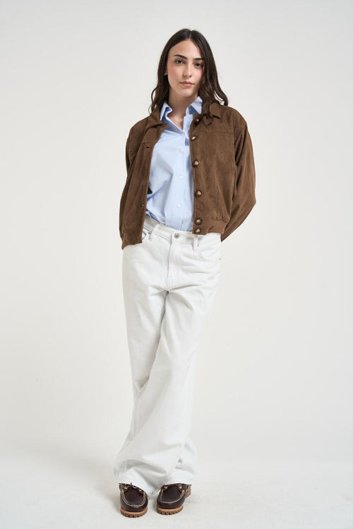 Giacca donna effetto suede marrone