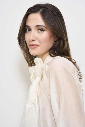White women's shirt with bow - 4