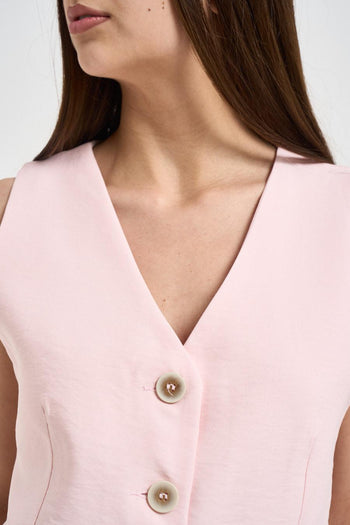 Abito con gilet e pantalone rosa cipria - 3