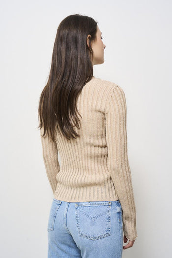 Cardigan donna in maglia oro - 3