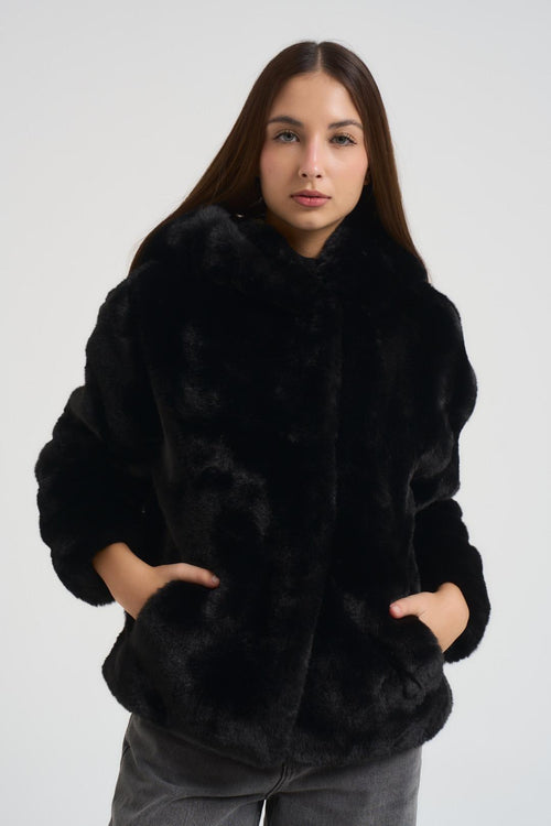 Ecopelliccia donna corta nera