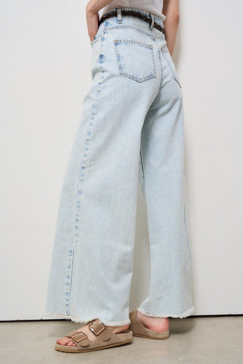 Jeans donna a palazzo in denim chiaro - 3
