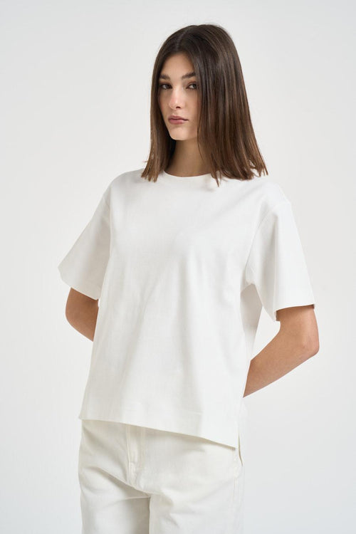 T-shirt donna bianca in jersey - 1