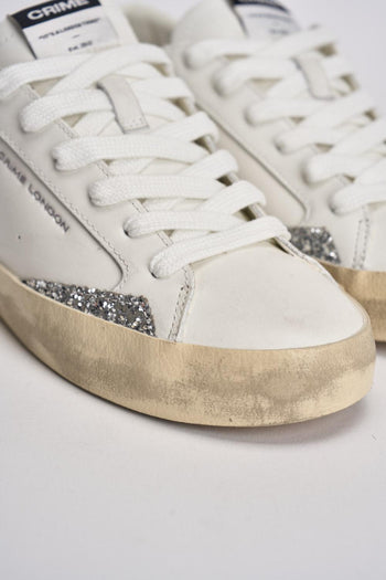 Sneakers donna bianche e glitter argento - 4