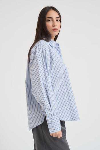 Camicia donna a righe celeste - 4