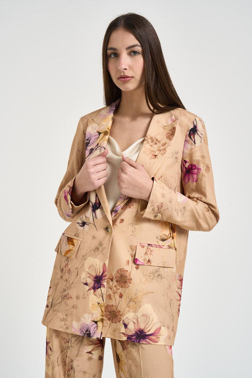 Blazer donna in tessuto leggero con stampa floreale - 2