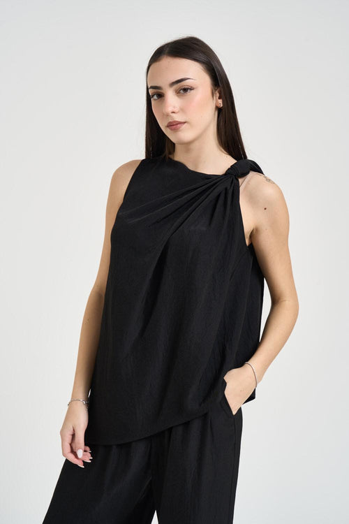 Top donna smanicato nero - 2