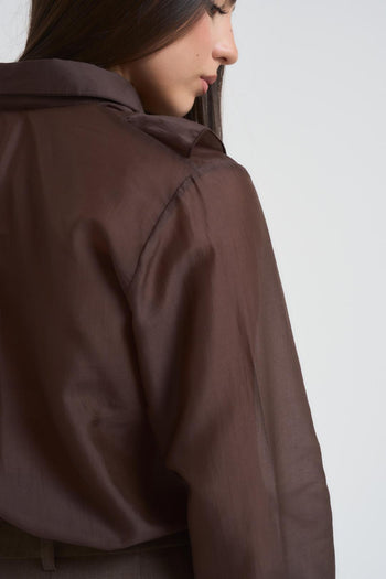 Camicia donna con rouches moro - 5
