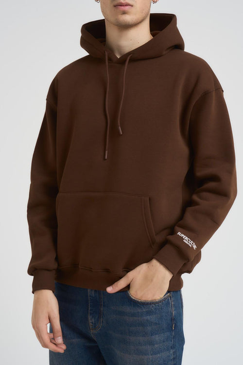 Felpa uomo con cappuccio marrone