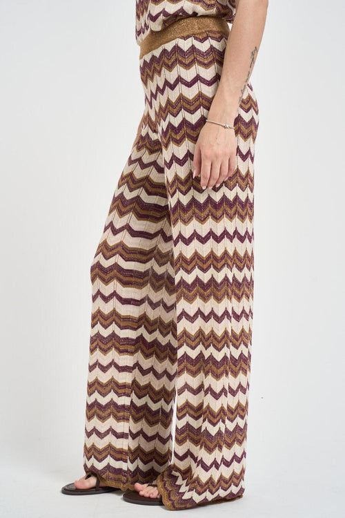 Pantaloni donna fantasia zig zag multicolor - 2