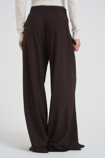 Pantalone donna over con pinces marrone - 6