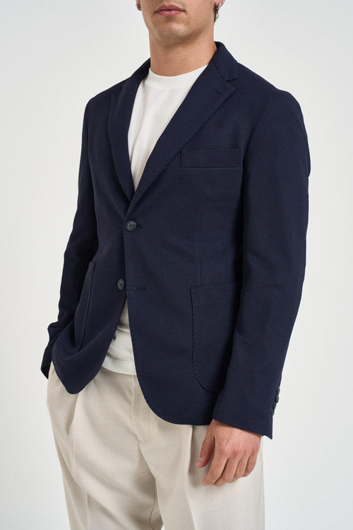 Giacca uomo monopetto blu navy effetto textured - 2