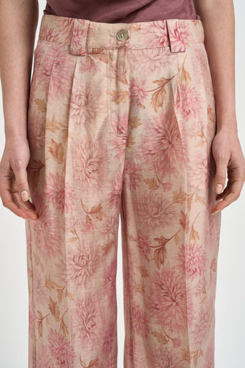 Pantalone donna stampa floreale cipria - 4