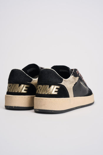 Sneakers donna in pelle e glitter nera - 7