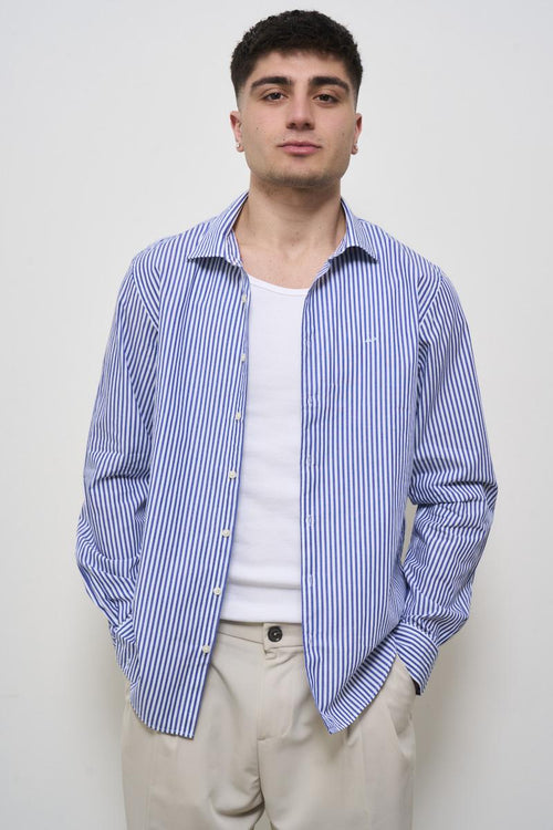 Camicia uomo a righe blu