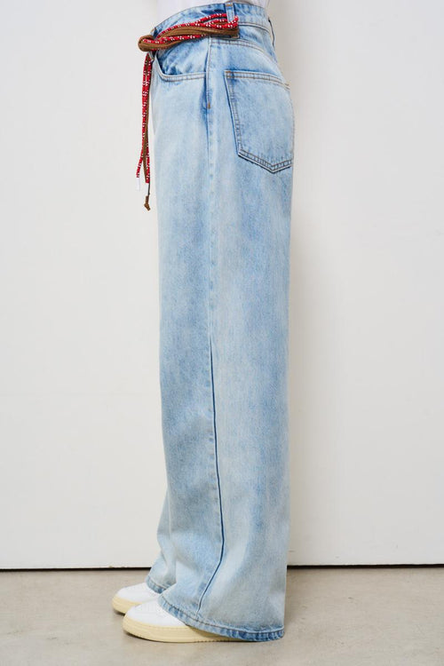 Jeans donna gamba dritta in denim chiaro - 2