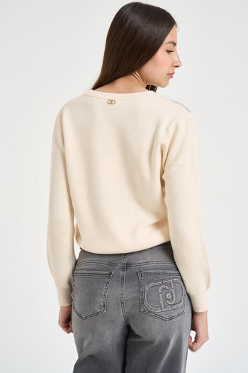 Maglia donna girocollo panna - 4